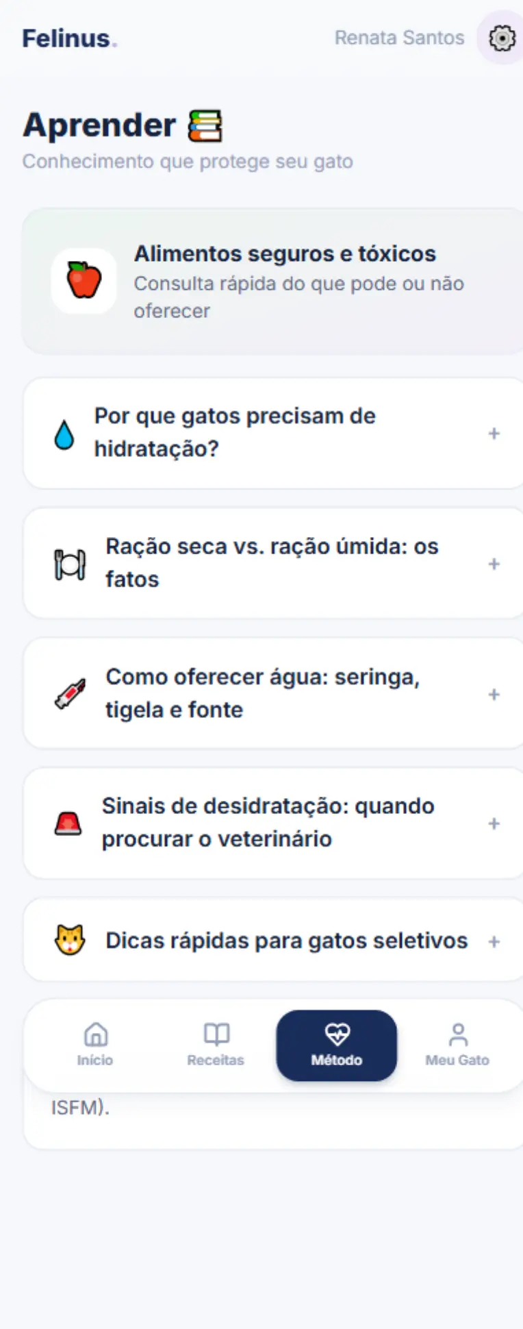 Passo a passo de como oferecer no app Felinus